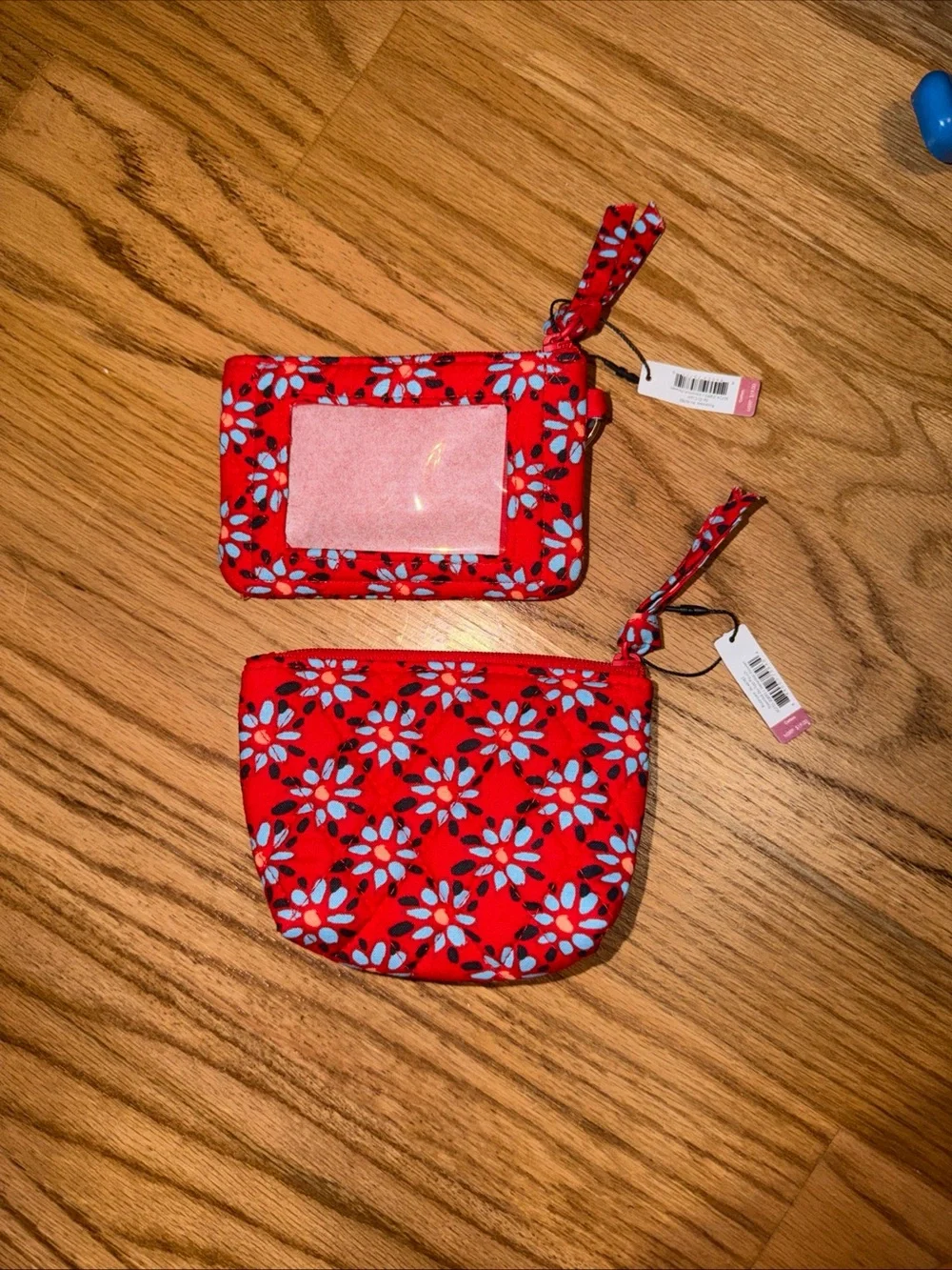 Vera Bradley Red Floral ID Window Card Holder with Coin Pouch